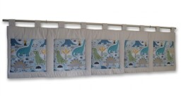 Velký kapsář na zeď 200x50 cm dinosauři na šedé